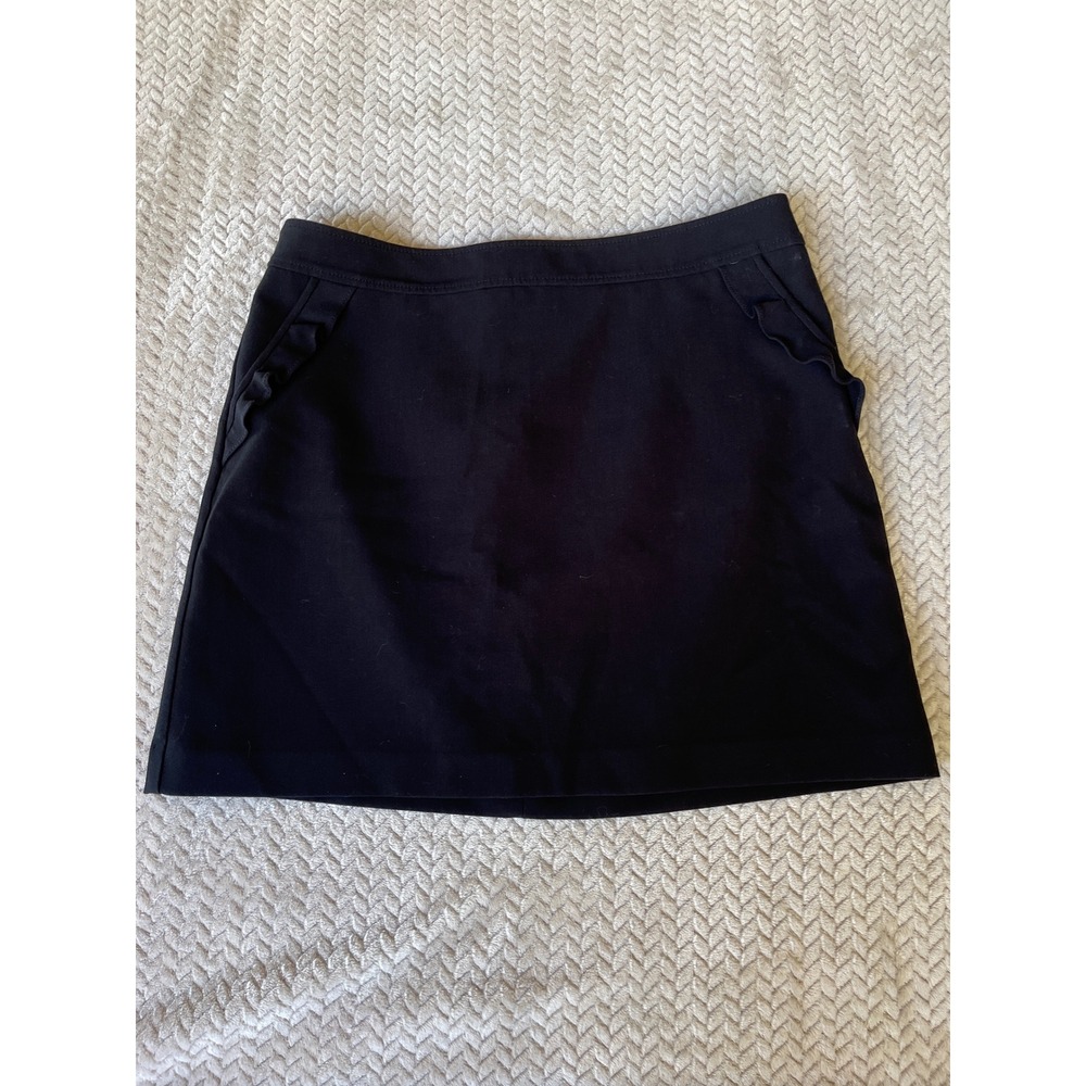 LOFT Black Ruffle Pocket A-Line Mini Skirt Size 14 Tailored Career Casual
